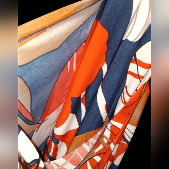 Vintage Women's Funky Abstract Print Front Zip Midi Dress Sz L - Picture 5 of 7